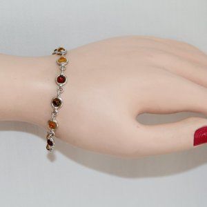 Sterling Silver Tricolor Amber Bracelet. Fabulous